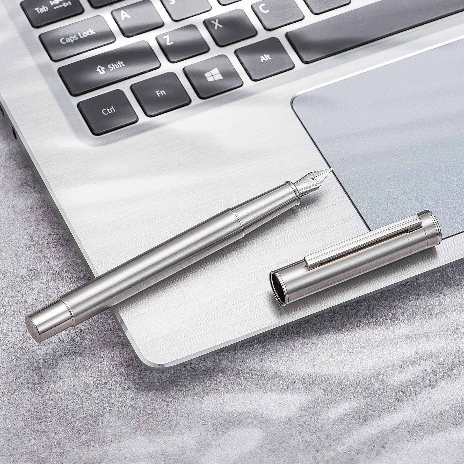 Asvine 1861 Stainless Steel Fountain Pen with Long Blade Nib & Metal Case | Smooth Writing for Professionals - view 7