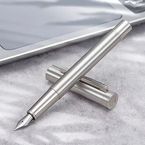 Asvine 1861 Stainless Steel Fountain Pen with Long Blade Nib & Metal Case | Smooth Writing for Professionals thumbnail 2