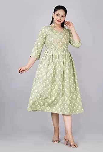 Jikonet Women's Maternity Floral Maxi Dress with Long Sleeves & Concealed Zips - Cardamom Green, Large (47 Inch Length) thumbnail 7