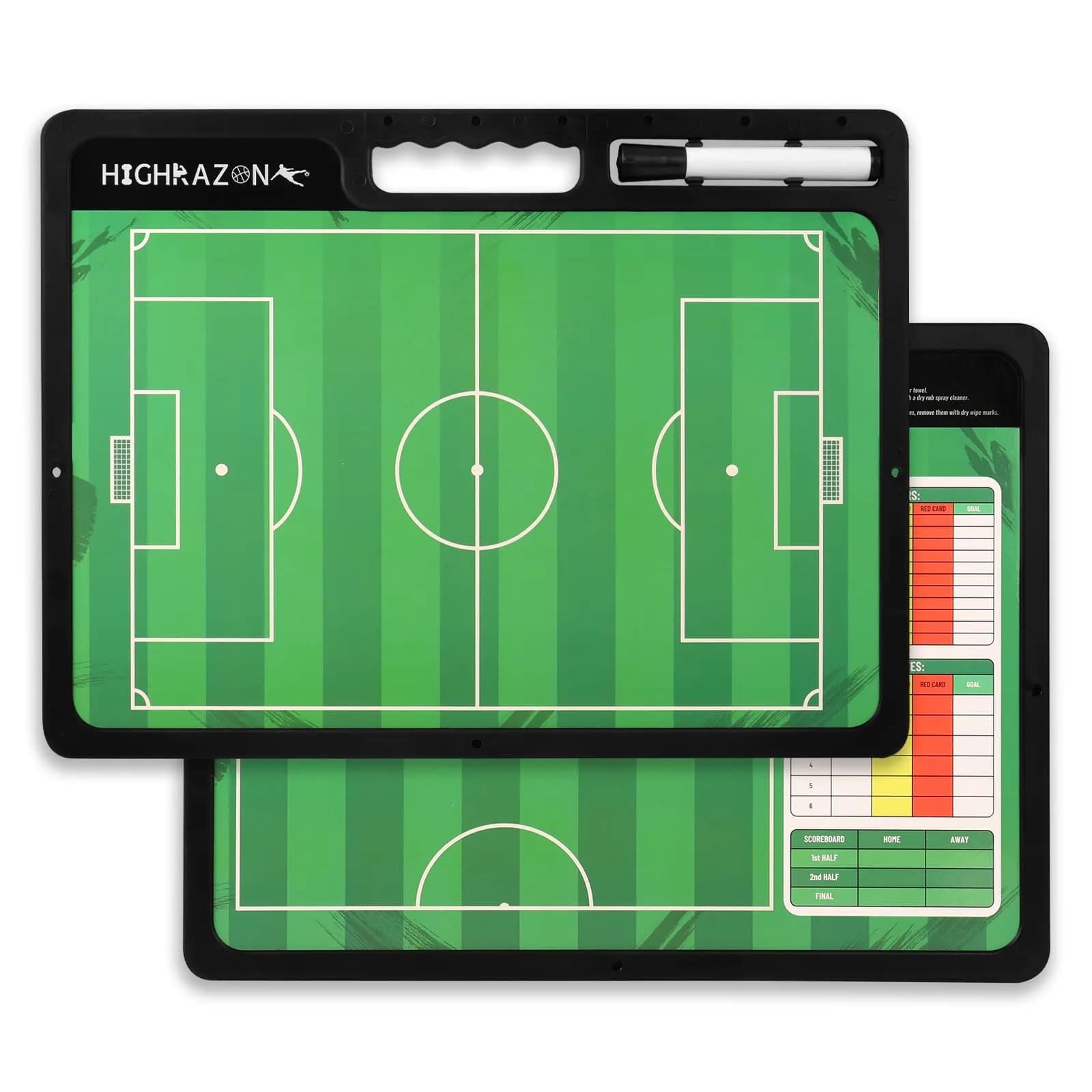 HIGHRAZON Dry Erase Soccer Clipboard 16.5''Lx12.4''W | Portable Double-Sided Coaching Board