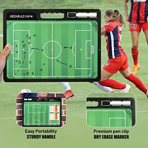HIGHRAZON Dry Erase Soccer Clipboard 16.5''Lx12.4''W | Portable Double-Sided Coaching Board thumbnail 5
