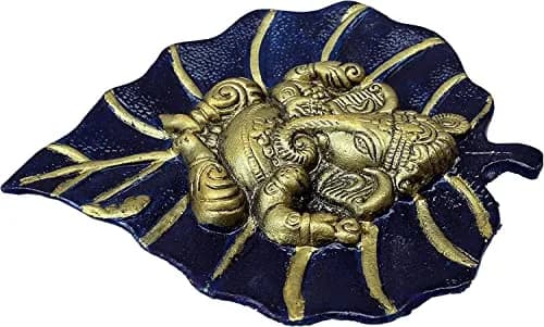 Craft Trade Navy Blue Leaf Ganesha Wall Hanging 19cm (7.5in) x 15cm (6in) | Vastu Item for Good Luck thumbnail 5