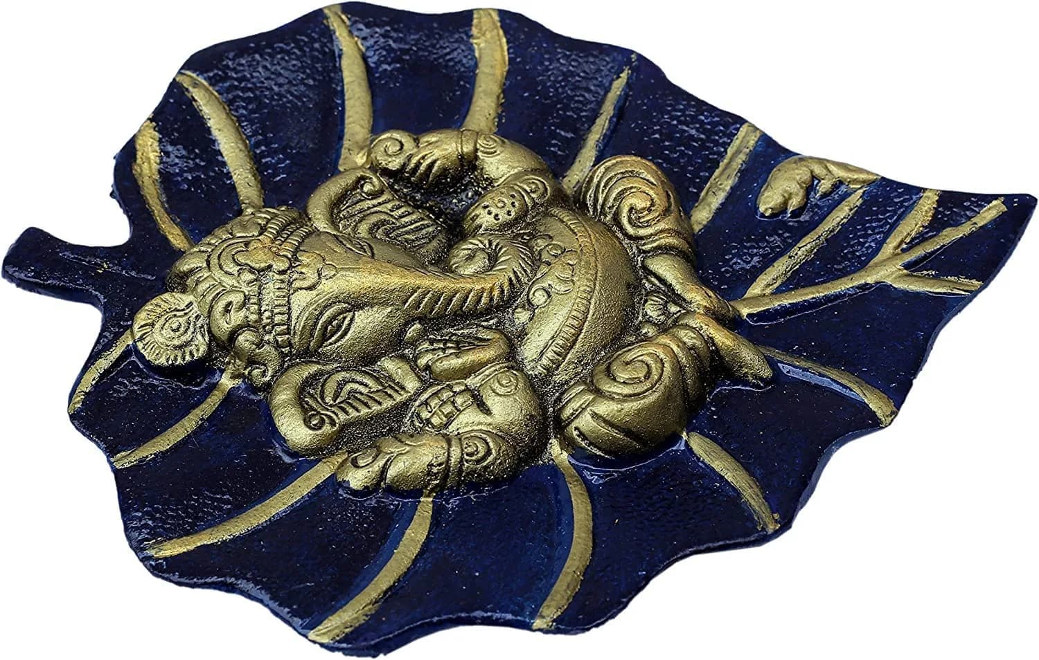 Craft Trade Navy Blue Leaf Ganesha Wall Hanging 19cm (7.5in) x 15cm (6in) | Vastu Item for Good Luck - view 6