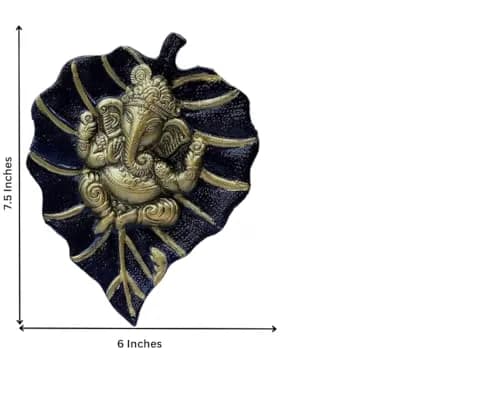 Craft Trade Navy Blue Leaf Ganesha Wall Hanging 19cm (7.5in) x 15cm (6in) | Vastu Item for Good Luck thumbnail 3