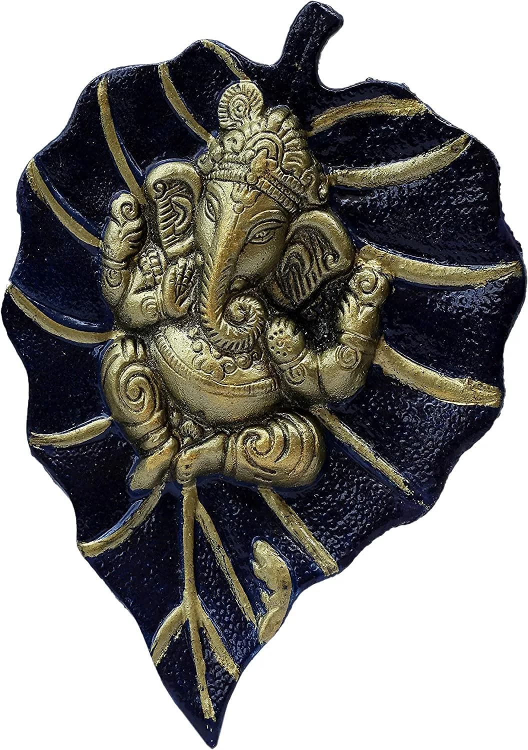 Craft Trade Navy Blue Leaf Ganesha Wall Hanging 19cm (7.5in) x 15cm (6in) | Vastu Item for Good Luck - view 4