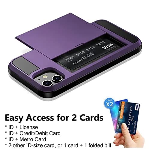 Vofolen iPhone 12 Case Wallet with Card Holder, 6.1 Inch GreyPurple | Dual-Layered Protective Cover thumbnail 4