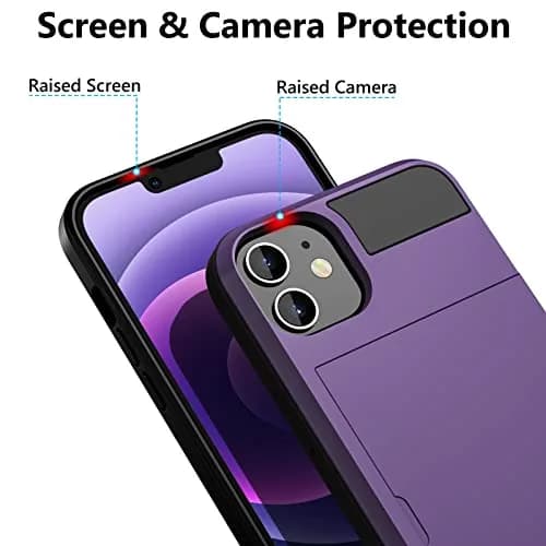 Vofolen iPhone 12 Case Wallet with Card Holder, 6.1 Inch GreyPurple | Dual-Layered Protective Cover thumbnail 5