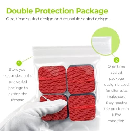 AUVON TENS Unit Electrode Pads 20-Pack | Upgraded Self-Stick, 2"x2", Red thumbnail 5