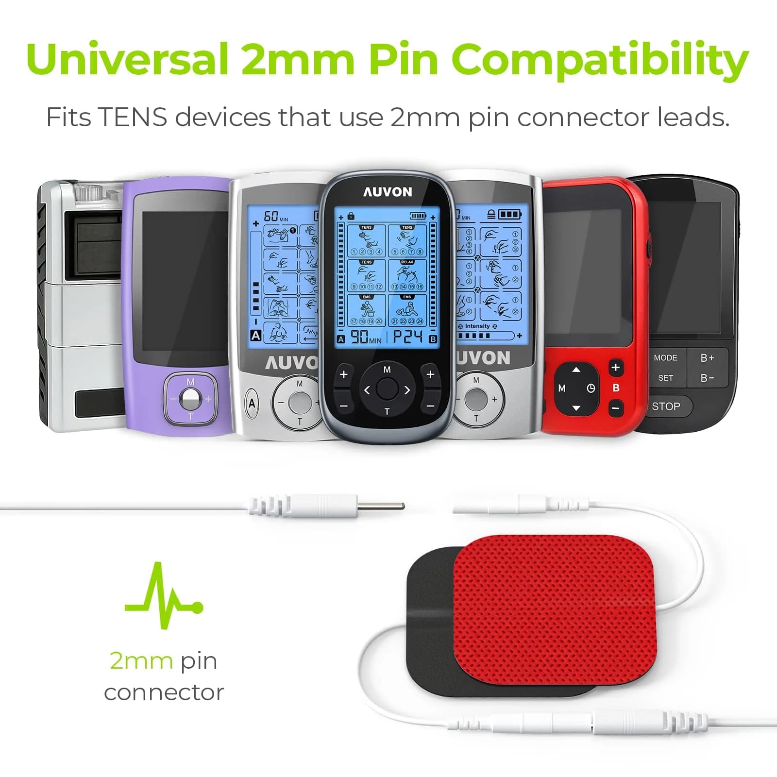 AUVON TENS Unit Electrode Pads 20-Pack | Upgraded Self-Stick, 2"x2", Red - view 6