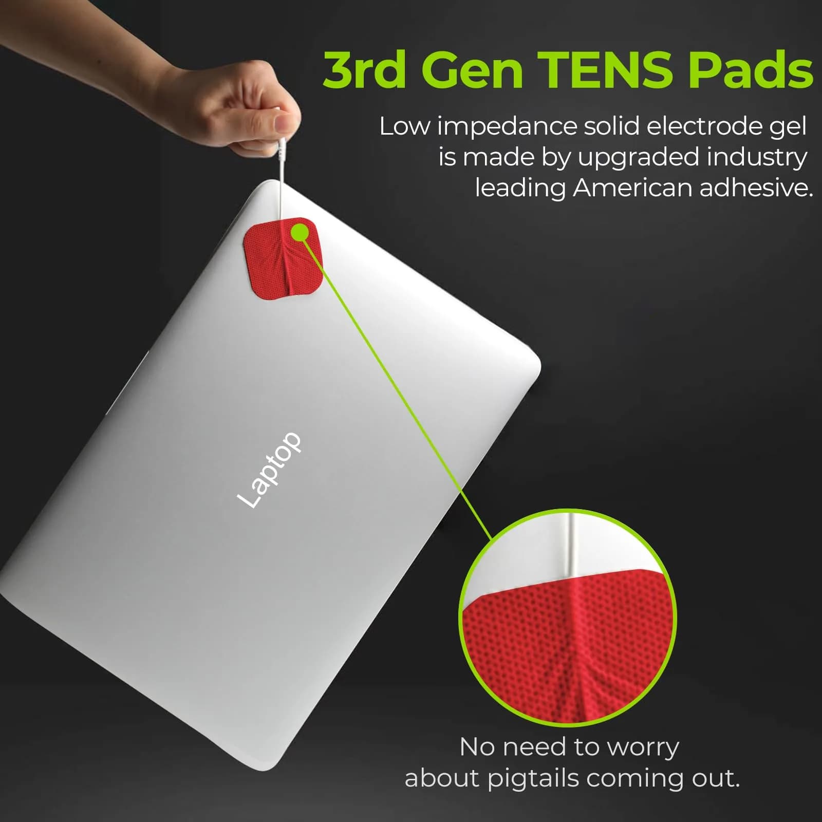 AUVON TENS Unit Electrode Pads 20-Pack | Upgraded Self-Stick, 2"x2", Red - view 2
