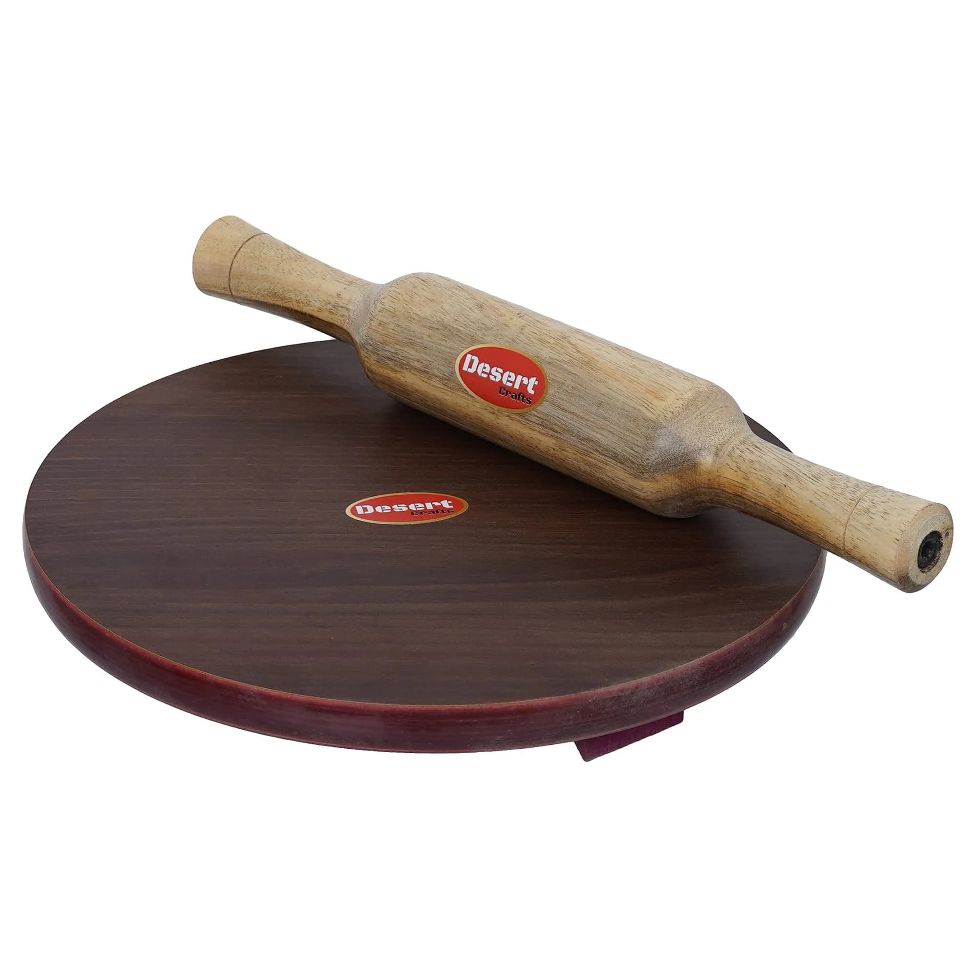 Desert Crafts 10 Inch Plywood Chakla with 12 Inch Wooden Belan | Handmade Indian Kitchen Tool - main product image