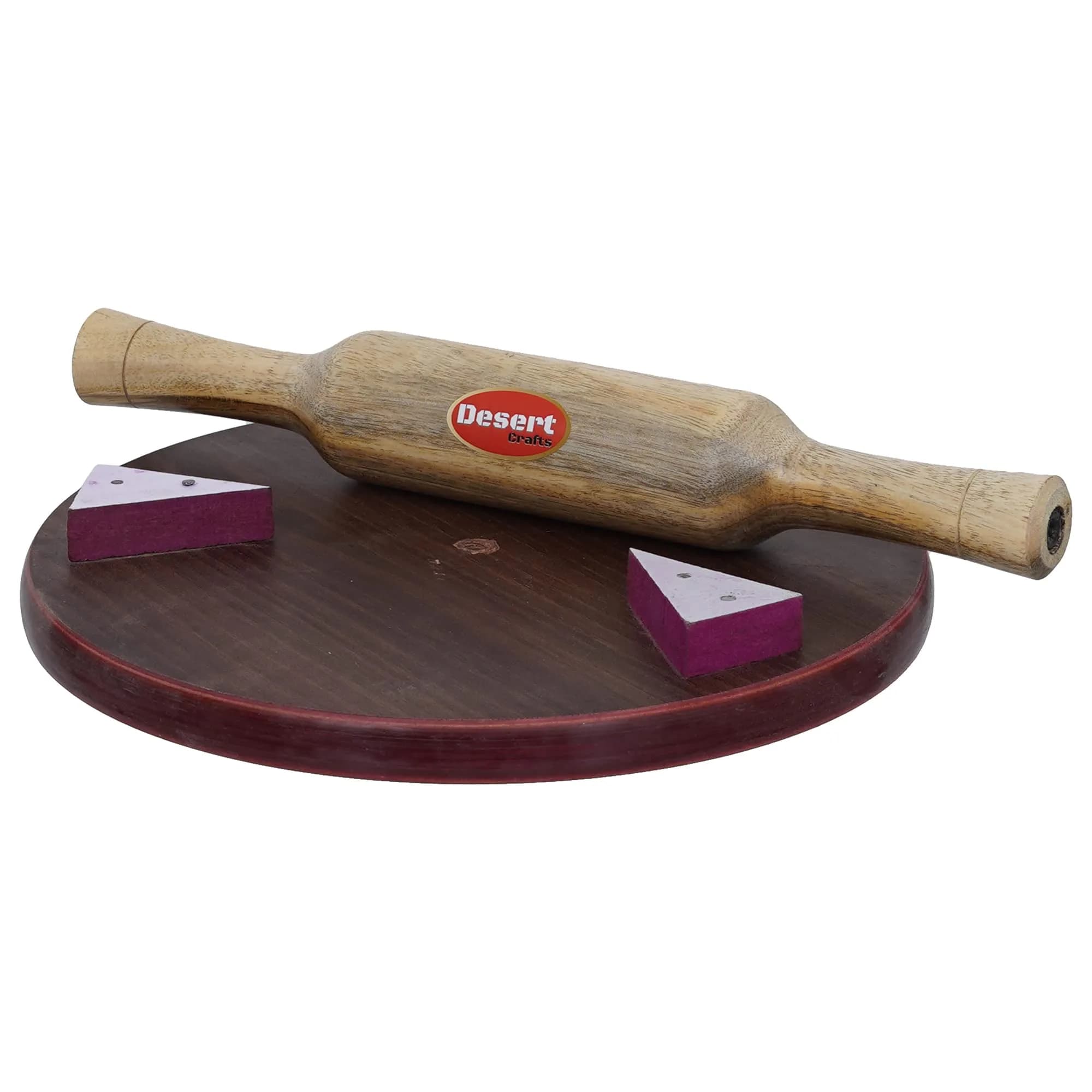 Desert Crafts 10 Inch Plywood Chakla with 12 Inch Wooden Belan | Handmade Indian Kitchen Tool - view 3