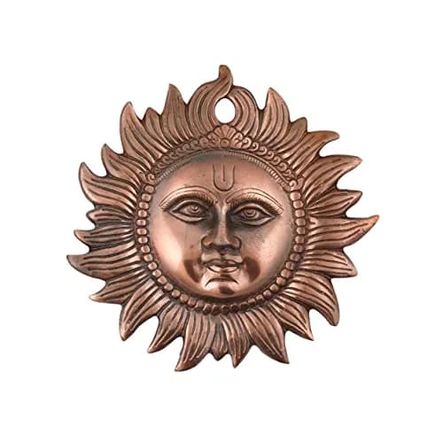 Craft Trade Copper Sun Idol Metal Wall Decor 20cm (8 Inches) | Vastu Items for Good Luck thumbnail 1