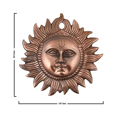 Craft Trade Copper Sun Idol Metal Wall Decor 20cm (8 Inches) | Vastu Items for Good Luck thumbnail 7