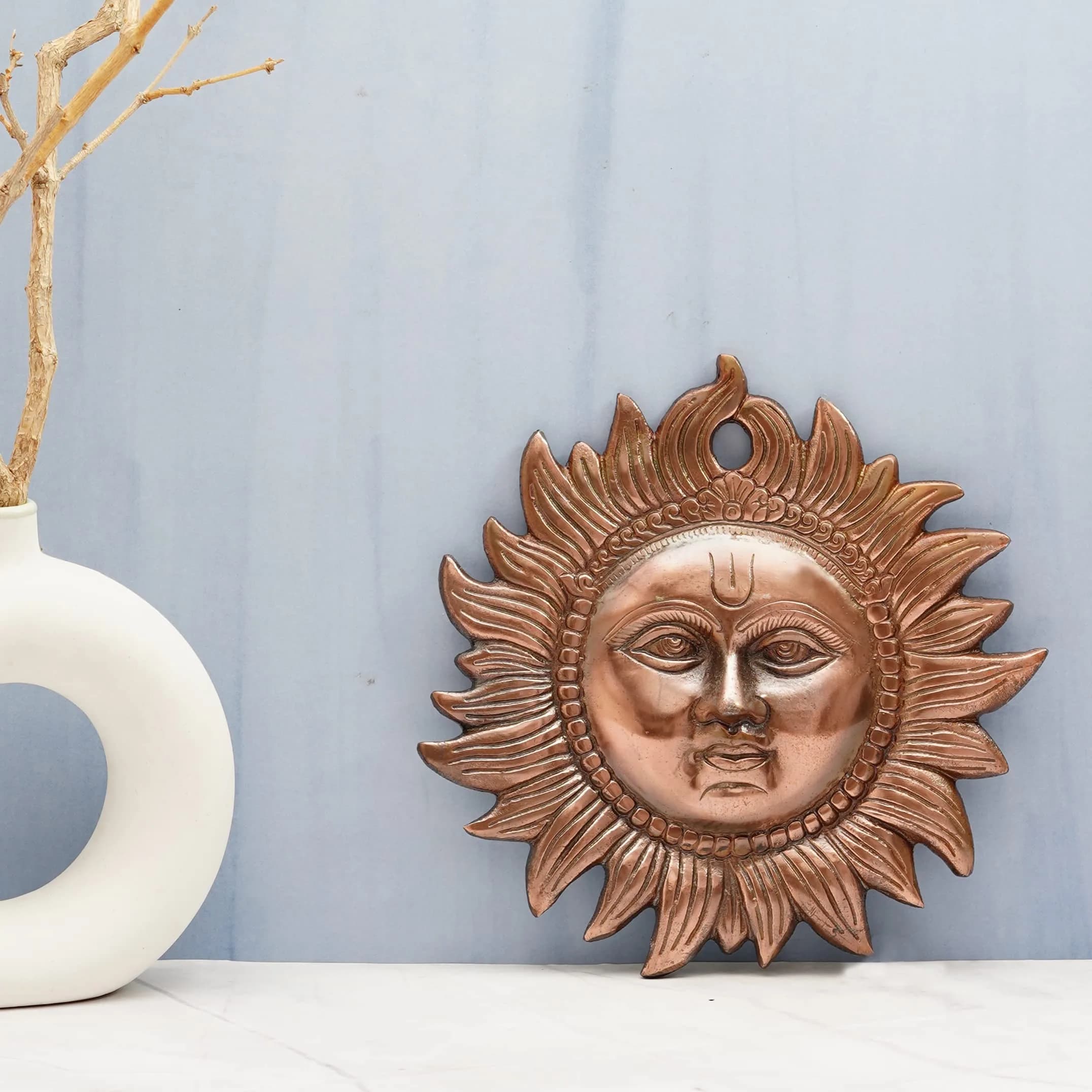 Craft Trade Copper Sun Idol Metal Wall Decor 20cm (8 Inches) | Vastu Items for Good Luck - view 3