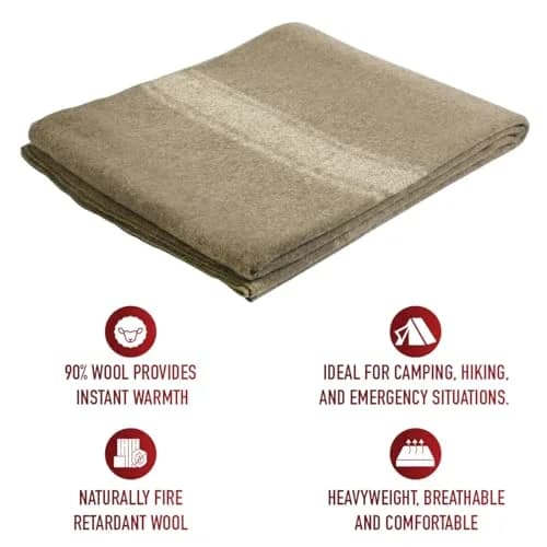 Rothco European Surplus Style Wool Blanket 1.1 lb (0.5 kg) | 66" x 90" Striped thumbnail 5