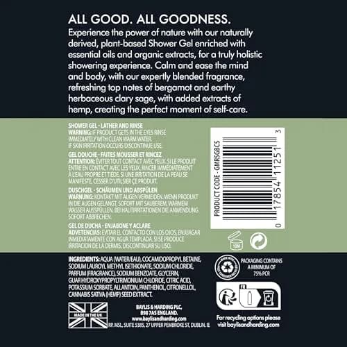 Baylis & Harding Natural Shower Gel 16.9 Fl Oz | Hemp-infused, Sulfate-Free, Vegan, Recyclable Pack thumbnail 6