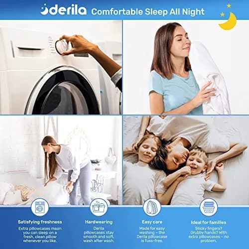 Derila White Pillowcase Cover for Neck Pillow, 50cm x 30cm (19.7" x 11.8") | Zippered, Breathable, Gentle on Skin thumbnail 4