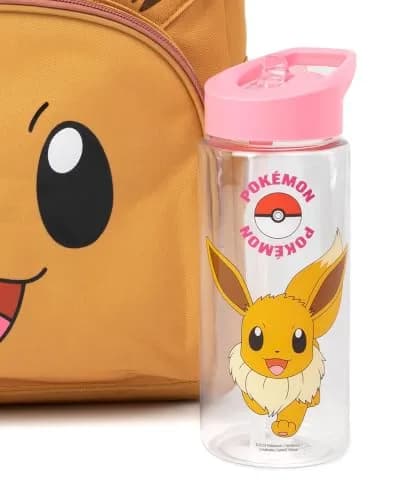 Pokémon Eevee Kids 4 Piece Backpack Set Brown Pink Rucksack Lunch Bag Pencil Case Water Bottle School Accessories Bundle thumbnail 6