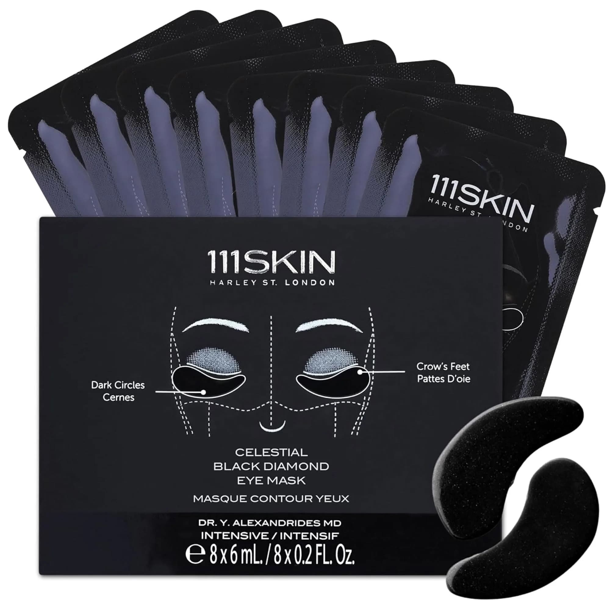 111SKIN Black Diamond Eye Mask Hydrating Under Eye Patches 8 Pairs | Brighten & Firm with Collagen & Diamond Dust