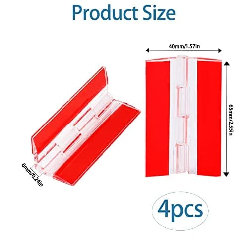 Sliverdew Transparent Acrylic Piano Hinges 65x40 mm (4-Pack) | Self-Adhesive Cabinet Door Hinges thumbnail 2