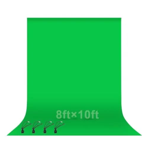 EMART 8x10ft (2.4x3m) Green Screen Backdrop, Photography Greenscreen Background Cloth with Rod Pocket & Clips thumbnail 1