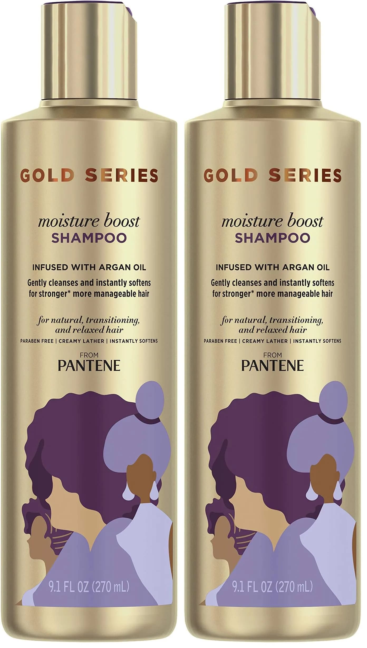 Pantene ProV Gold Series Moisture Boost Shampoo 537ml (18.2 Fl Oz) | Infused with Argan Oil for Damaged Hair — Moisture Shampoo
