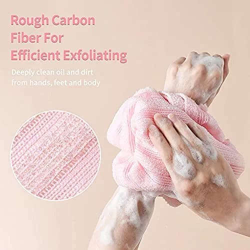 Yiclick Exfoliating Washcloth Towel 2 Pack Pink | Soft & Rough Nylon Body Scrubber for Back & Sensitive Skin thumbnail 6