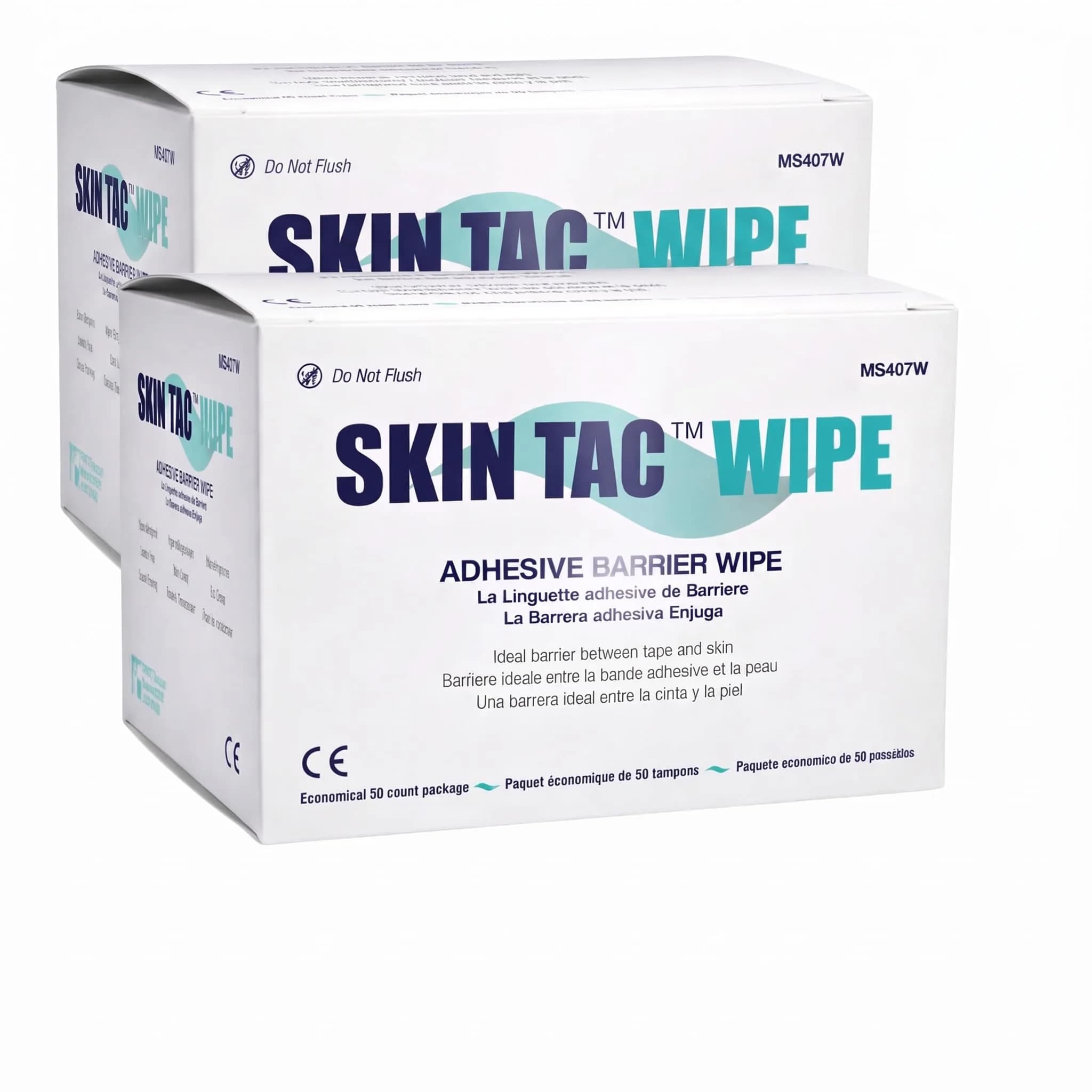 Torbot Skin-Tac-H Adhesive Barrier Wipes, 50/Box (Pack of 2) | Hypoallergenic Skin Barrier for Sensitive Skin — Wipes