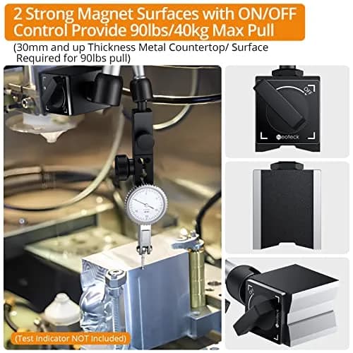 Neoteck Magnetic Base Stand for Test Indicators | 90lbs/40kg Tensile Force, Steel, Compact & Precise thumbnail 3