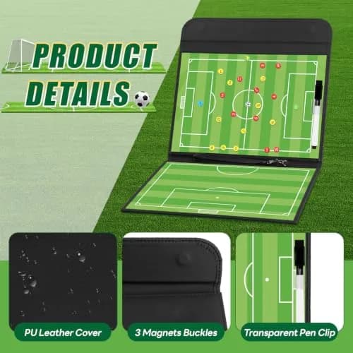 HIGHRAZON Soccer Coaching Board, Magnetic Soccer Clipboard for Coaches, Foldable Board with Dry Erase Marker | Premium Tactical Board 54x32cm thumbnail 4