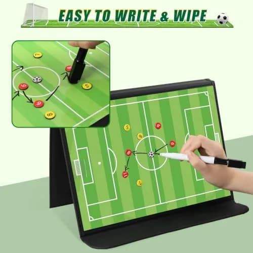 HIGHRAZON Soccer Coaching Board, Magnetic Soccer Clipboard for Coaches, Foldable Board with Dry Erase Marker | Premium Tactical Board 54x32cm thumbnail 7