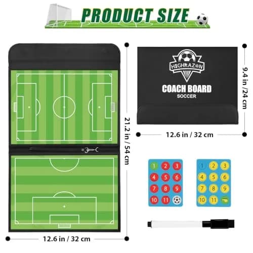 HIGHRAZON Soccer Coaching Board, Magnetic Soccer Clipboard for Coaches, Foldable Board with Dry Erase Marker | Premium Tactical Board 54x32cm thumbnail 2
