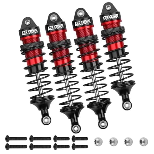 ARRAROWN 4PCS 1/10 RC Car Shocks Front & Rear Shock Absorber Set 100mm/90mm Front, 115mm/105mm Rear | CNC Machined Metal Upgrade Parts thumbnail 7