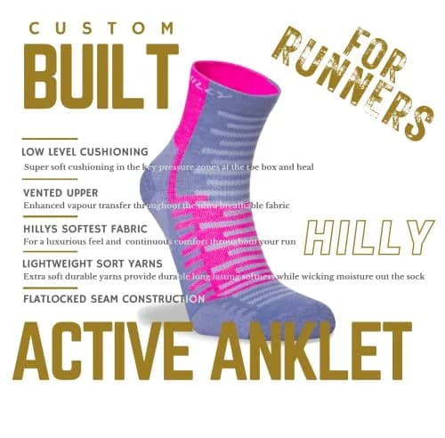 Hilly Active Anklet - Min Cushioning, Lilac/Pink, Large | Eco-Friendly Moisture Wicking Socks thumbnail 2
