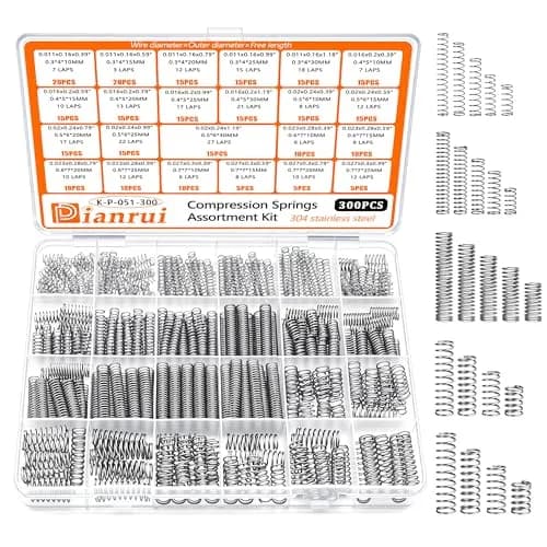 Dianrui 300PCS Compression Springs Assortment Kit 23 Sizes | 304 Stainless Steel Mini Springs for DIY Repair thumbnail 1