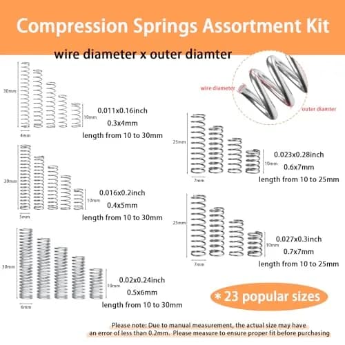 Dianrui 300PCS Compression Springs Assortment Kit 23 Sizes | 304 Stainless Steel Mini Springs for DIY Repair thumbnail 2