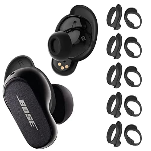 WOFRO Bose QuietComfort Ear Tips Covers - 5 Pairs, Anti Slip Silicone Sport Wingtip, Compatible with QC Earbuds 2 & Ultra (Black) | Secure Fit & Comfort thumbnail 1