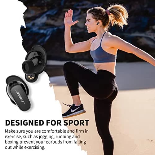 WOFRO Bose QuietComfort Ear Tips Covers - 5 Pairs, Anti Slip Silicone Sport Wingtip, Compatible with QC Earbuds 2 & Ultra (Black) | Secure Fit & Comfort thumbnail 4