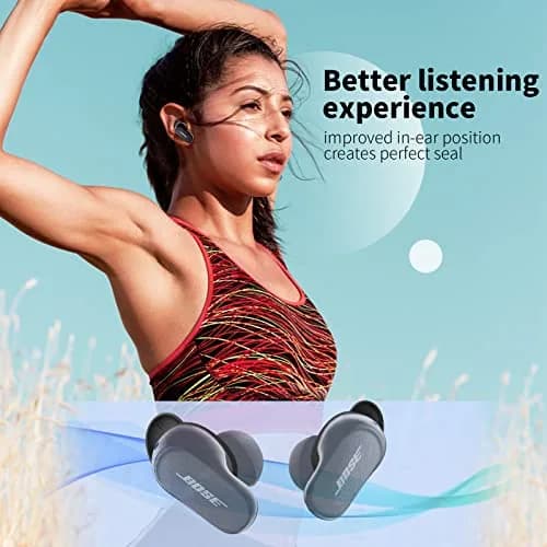 WOFRO Bose QuietComfort Ear Tips Covers - 5 Pairs, Anti Slip Silicone Sport Wingtip, Compatible with QC Earbuds 2 & Ultra (Black) | Secure Fit & Comfort thumbnail 5