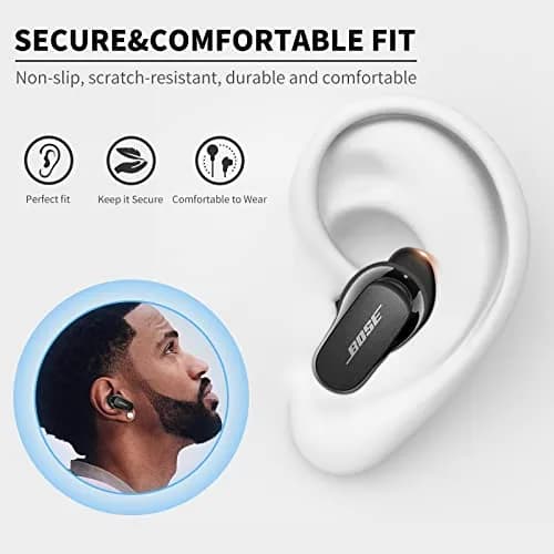 WOFRO Bose QuietComfort Ear Tips Covers - 5 Pairs, Anti Slip Silicone Sport Wingtip, Compatible with QC Earbuds 2 & Ultra (Black) | Secure Fit & Comfort thumbnail 2