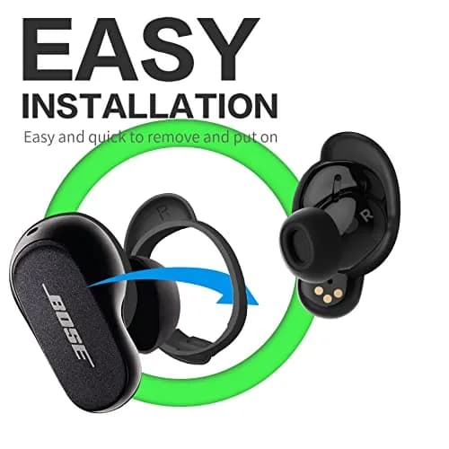WOFRO Bose QuietComfort Ear Tips Covers - 5 Pairs, Anti Slip Silicone Sport Wingtip, Compatible with QC Earbuds 2 & Ultra (Black) | Secure Fit & Comfort thumbnail 3