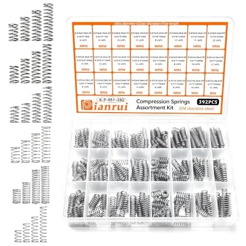 Dianrui Compression Springs Assortment Kit 392PCS | 24 Sizes Stainless Steel for DIY Repair thumbnail 1