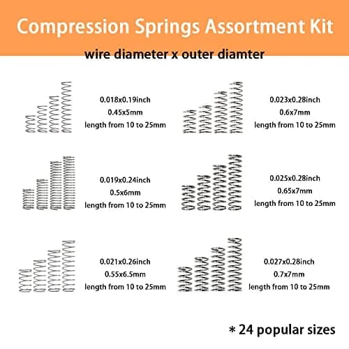 Dianrui Compression Springs Assortment Kit 392PCS | 24 Sizes Stainless Steel for DIY Repair thumbnail 2