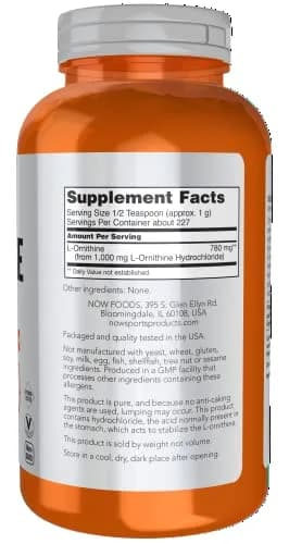 NOW L-Ornithine Powder 816 g (16 oz Pack of 2) | Supports Protein Metabolism & Urea Detox thumbnail 2