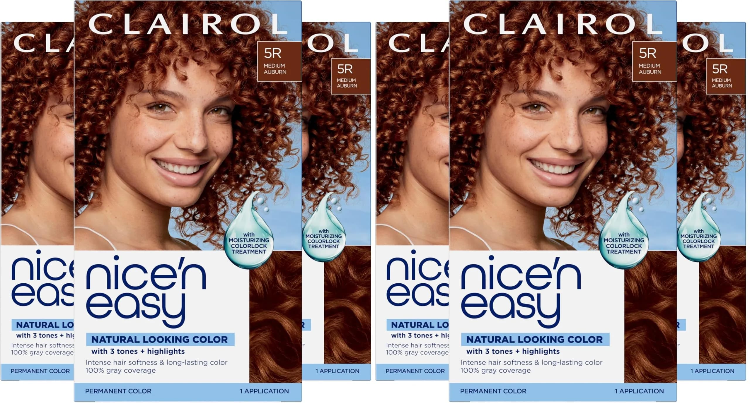 Clairol Nice'n Easy Permanent Hair Dye 5R Medium Auburn, 6.26 Fl Oz (Pack of 6) | 100% Gray Coverage - main product image