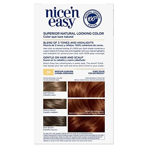 Clairol Nice'n Easy Permanent Hair Dye 5R Medium Auburn, 6.26 Fl Oz (Pack of 6) | 100% Gray Coverage thumbnail 2