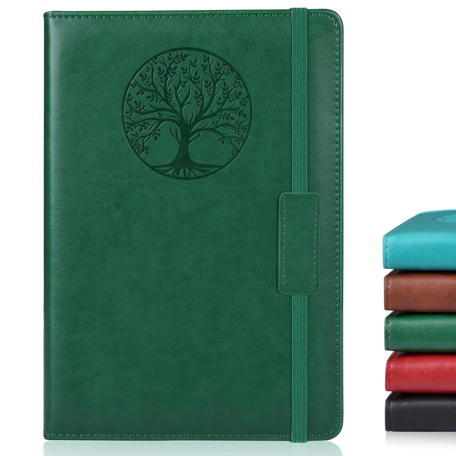 Biuwory Vintage Hardcover Journal Notebook, A5 Lined Pages (5.7"×8.3") | College Ruled Notebook for Writing — Green / A5-sized Lined Pages