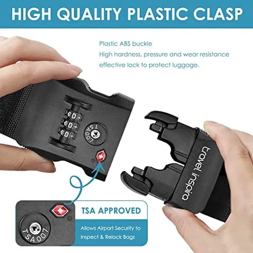 Travel Inspira Luggage Straps for Suitcases with TSA Lock | Heavy Duty, TSA Approved, Adjustable (7.72 × 3.78 × 2.40 inches) thumbnail 5