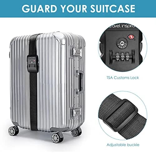 Travel Inspira Luggage Straps for Suitcases with TSA Lock | Heavy Duty, TSA Approved, Adjustable (7.72 × 3.78 × 2.40 inches) thumbnail 6